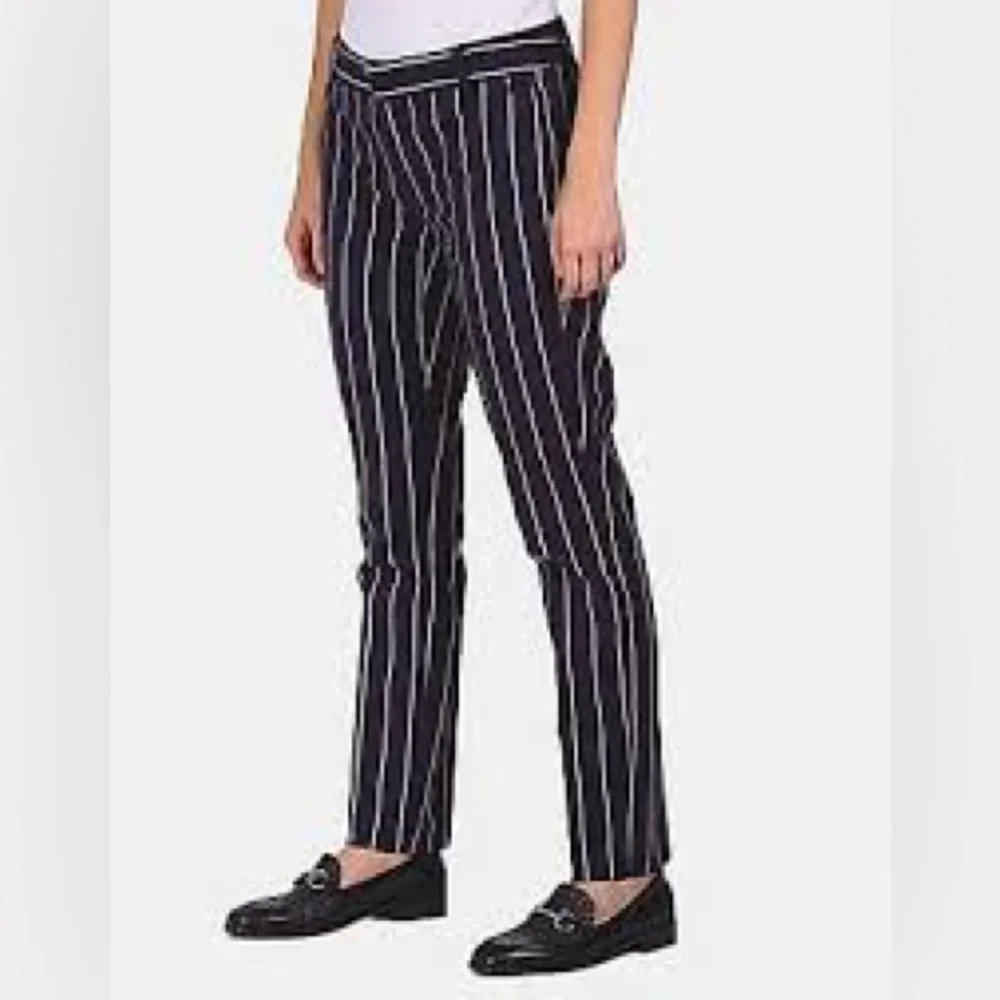 Tommy Hilfiger Striped Pants Women’s Size 10 Navy Red Cotton Stretch Trousers